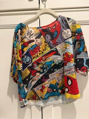 Marvel Comic Panel Women’s Blouse - Red, Blue, Yellow, Black
